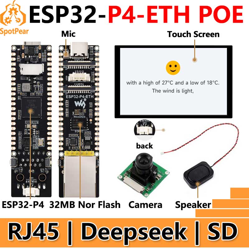 Esp32 P4 - ESP32-P4-ETH RJ45 POE DSI/MIPI Display LCD