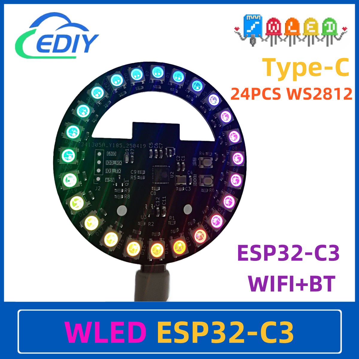 Esp32 C3 - WLED ESP32-C3 Scheda di sviluppo Circolare